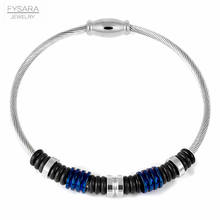 Fysare-pulsera magnética de acero inoxidable para hombre, brazalete de cuentas azules de estilo hip hop, joyería de lujo, DIY 2024 - compra barato