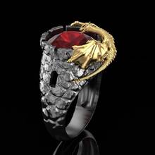Vintage Gold Evil Dragon Gothic Men Ring Wine Red Zircon Punk Black Finger Rings For Women  Hip Hop Fashion Jewelry D5M520 2024 - buy cheap