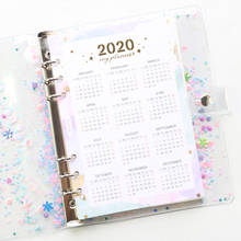 Divisor de papel de calendario lindo de 2020 años para 6 anillos planificador binder escuela espiral cuadernos accesorios papelería A5A6 2024 - compra barato