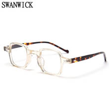 Swanpavio óculos femininos quadrados, óculos retrô para mulheres, armações pequenas de óculos, acetato de computador, leopardo, preto, de alta qualidade 2024 - compre barato