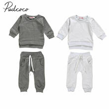 2019 Baby Spring Autumn Clothing Sweatshirt Newborn Baby Kids Long Sleeve T-Shirt Tops+Long Pants 2Pcs Solid Outfits Clothes 2024 - buy cheap