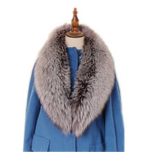 100cm Real Fox Fur Collar Black Fur Scarf Natural Raccoon Silver Fox Fur Scarves Women Winter Warm Thick Long Genuine Fur Scarf 2024 - buy cheap