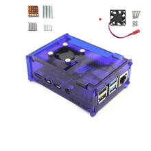 Raspberry Pi 4 Blue Acrylic Case Enclosure Box with Cooling Fan and Copper Aluminum Heatsink Kit 2024 - buy cheap