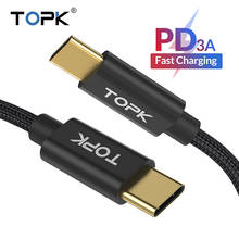 TOPK AN80 1M USB C to USB C Cable 3A Type C PD Cable Fast Charge for Samsung Phone Galaxy note9 8 S10 9 8 Plus for USB-C Devices 2024 - buy cheap