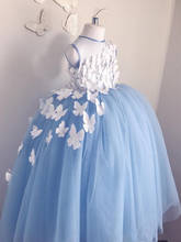 Branco borboleta flor menina vestido fantasia tule vestido de baile pequena princesa meninas aniversário vestidos de festa crianças comunhão vestidos 2024 - compre barato