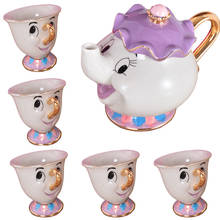 Мультяшный чайный сервиз «Красавица и Чудовище», Набор чашек с изображением миссис-Поттс, чашка с чипом, чашка для сахара [1 горшок + 5 чашек], детский подарок 2024 - купить недорого