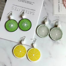 Personality Lemon Drop Earrings For Women Girl Fruit Orange Long Dangle Earrings Brinco Fashion Party Summer Jewelry Accessories 2024 - buy cheap