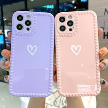 Funda de teléfono con marco brillante para iPhone, carcasa de silicona suave con diseño de corazón de amor caramelo para iPhone 11, 12 Pro Max, 6s, 7, 8 Plus, XR, X, XS MAX, SE 2020 2024 - compra barato