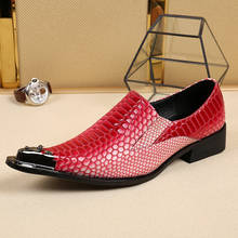 Zapatos italianos de piel de cocodrilo para hombre, calzado de vestir de charol rojo con punta de hierro, para boda, 2020 2024 - compra barato