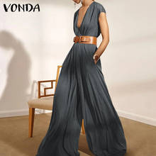 Women Trousers Sleeveless Deep V Neck Sexy Jumpsuits Wide Leg Pants 2022 VONDA Playsuits Pantalon Femme  2024 - buy cheap