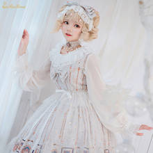 Lolita vestido kawaii jsk lolita gato padrão vitoriano vestido meninas cosplay traje adulto japão anime doce lolita para mulher 2024 - compre barato