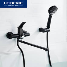 LEDEME Bathroom Bathtub Faucet Hot Cold Water Long Spout Mixer Tap Black Chrome Shower Faucet Mixer Taps L2275 L2275B 2024 - compre barato