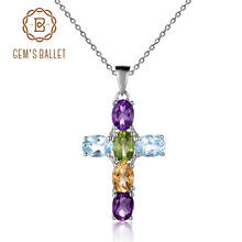 Gemstone s ballet 925 prata esterlina cruz colar para mulher natural ametista topázio gemstone pingente colar jóias finas 2021 novo 2024 - compre barato