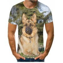 Футболка мужская с круглым вырезом, повседневный топ с 3d рисунком собаки, стильная рубашка с рукавами, уличная одежда, на лето 2024 - купить недорого