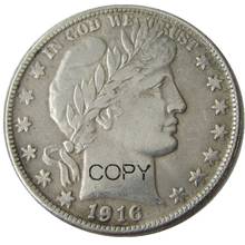 US 1916PDS Barber Half Dollar Silver Plated Copy Coins 2024 - buy cheap