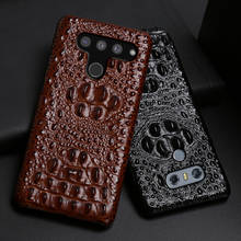 Чехол для телефона из натуральной кожи для LG V50 V40 V30 V20 V10 G3 G4 G5 G6 G7 G8 G8s Q6 Q7 Q8 ThinQ с текстурой головы крокодила 2024 - купить недорого