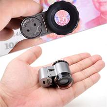 Mini microscópio lupa lente de aumento led 50x 9882a, joia com luz led 2024 - compre barato