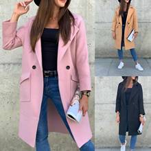 HOT SALES New Arrival Winter Women Autumn Winter Solid Color Overcoat Lapel Buttons Pockets Long Coat Jacket Wholesale Dropship 2024 - buy cheap