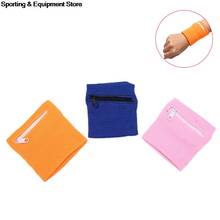 Cotton Wristbands Sport Sweatband Zipper Wrist Wallet for Running Basketball Tennis Sweat Wrist Support Brace Wraps Guard 2024 - buy cheap