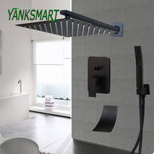 YANKSMART Black Wall Mounted Bathroom Shower Set Three Out Water Mixer Cold & Hot Faucet Square Shower Rainfall Shower Tap 2024 - buy cheap
