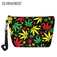 ELVISWORDS Fashion Jamaica Hemp Leaf Print Women PU Leather Cosmetic Bag Reggae Music Style Pouch Case Lady Casual Makeup Bags 2024 - buy cheap