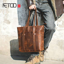 Кожаная Ретро сумка AETOO Crazy horse, повседневная сумка через плечо из первого слоя кожи, вместительная мужская сумка-мессенджер 2024 - купить недорого