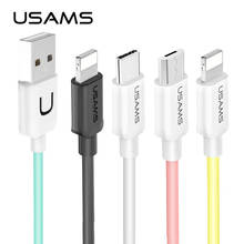 USAMS 1m 2A Colorful Lightning Type C Micro USB Mobile Phone Cable For iPhone Huawei Xiaomi Samsung Sync Data Charger Cable 2024 - buy cheap