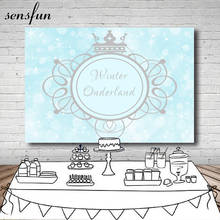 Sensfun Winter Onderland Backdrop For Photo Studio Snowflake Silver Crown Frame Birthday Party Backgrounds Photocall 7x5FT Vinyl 2024 - buy cheap