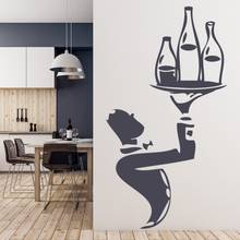 Waiter Wine Wall Sticker Kitchen Restaurant Vinyl Sticker Window Decal Self-adhesive Decoration DIY CK33 2024 - buy cheap