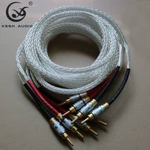 XSSH-cable de altavoz de alta gama, 1 par, HIFI, OFC, chapado en plata, enchufes banana, 16 núcleos 2024 - compra barato