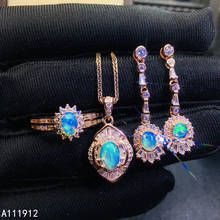 KJJEAXCMY fine jewelry natural opal 925 sterling silver women pendant necklace chain ring earrings set support test trendy 2024 - buy cheap