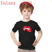 Fashion Brands Vampire Red Glitter Lips Mouth children clothes boys kids clothes girls 8 to 12  Quality shirts for teenage girls 2024 - buy cheap