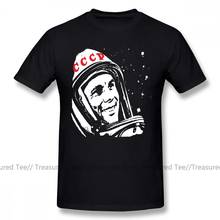 Camiseta de manga corta para hombre, camisa 100 de algodón, con estampado de moda, de talla grande, Yuri Gagarin 2024 - compra barato