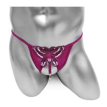 Open Crotch Sexy Mens Thong Underwear With Sequin Butterfly Sissy Panties Lingerie T Back G String Bikini Low Rise Underpants 2024 - buy cheap