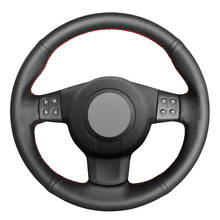Черный PU искусственная кожа DIY сшитый вручную чехол рулевого колеса автомобиля для Seat Leon (Mk2) 2006-2008 Ibiza (6L) 2007 2024 - купить недорого