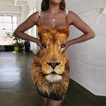 KYKU Lion-vestido ajustado de Animal para mujer, con estampado 3d ropa de calle, sin mangas, Halter, Harajuku, para Club 2024 - compra barato