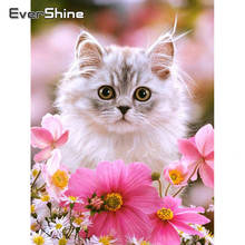 Evershine Diamond Painting Animal Cross Stitch Cat Full Square Diamond Embroidery Flowers Picture Of Rhinestones Home Decoration 2024 - buy cheap