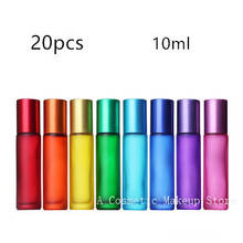 20PCS 10ml Portable Frosted Colorful Thick Glass Roller Essential Oil Perfume Bottles Travel Refillable Rollerball Bottle 2024 - buy cheap