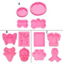 4Pcs Silicone Bone Round Butterfly Shape Pendant Resin Mold Kit Dog Tag Keychain Resin Casting Mold Resin Crafting Tools 2024 - buy cheap