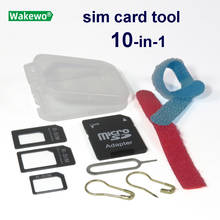 Кейс WAKEWO для карты TF microSD, адаптер для sim-карты Nano micro sim, лоток для карты, Инструмент для извлечения, прозрачный футляр для хранения 2024 - купить недорого