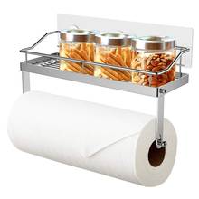 Stainless Steel No Drilling Adhesive Paper Towel Holder with Shelf Kitchen Roll Dispenser Spice Rack Wall Mounted Bathroom Organ 2024 - buy cheap