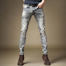 Free Shipping New Men's Male High-end Jeans 2020 Autumn Trendy Slim-fit Handsome Old Classic Retro Ripped Denim Trousers Pants 2024 - buy cheap