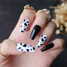 Black White Mix And Match Cow Print Fake Nails Medium Coffin False Nail Uv Design Gel Popular Black Spots Buy Cheap In An Online Store With Delivery Price Comparison Specifications Photos