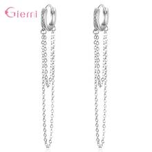 925 Sterling Sliver Long Chains Hoop Earrings Tassel Earrings Fashion Design Hoops Earrings For Women Girl Fine Jewelry 2024 - buy cheap
