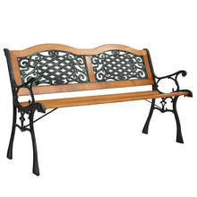 49" Garden Bench Outdoor Patio Park Chair Furniture Hardwood Slats Cast Iron Frame  Leisure Bench Garden chair 2024 - buy cheap