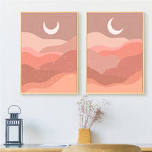 Pintura abstrata minimalista para parede, arte de parede, nuvem, lua, cópia do boho, tela de pintura, imagens para decoração da sala de estar 2024 - compre barato