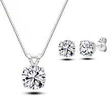 Collar de cadena de cristal de circonia cúbica para mujer y niña, pendientes de plata de ley 925, conjuntos de joyería para regalo de boda 2024 - compra barato