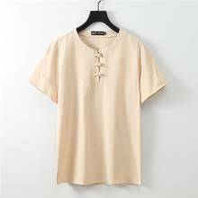 Summer T-shirt Men Short Sleeve plus size 8XL 9XL 68 70 cotton linen tees Chinese style Tang suit oversize vintage tshirt khaki 2024 - buy cheap