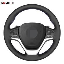 DIY Hand-stitched Black Genuine Leather Car Steering Wheel Cover For BMW X5 F15 2013-2018 X6 F16 2015-2019 2024 - buy cheap