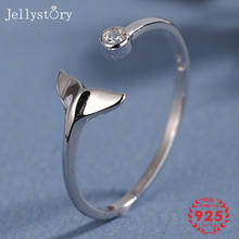 Jellystory-Anillo de Plata de Ley 925 con diseño de sirena, sortija ajustable y abierta, de estilo coreano, para compromiso de boda, venta al por mayor 2024 - compra barato